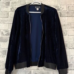 Velvet Bomber Jacket in Deep Navy